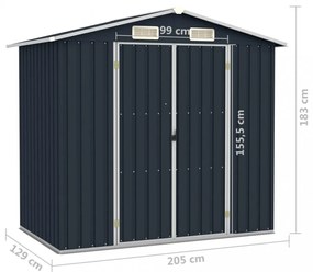 antracitszürke horganyzott acél kerti fészer 205 x 129 x 183 cm