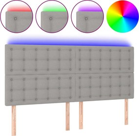 vidaXL világosszürke szövet LED-es fejtámla 200x5x118/128 cm