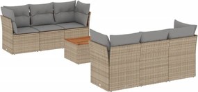vidaXL 7 részes vegyes bézs polyrattan kerti ülőgarnitúra párnákkal