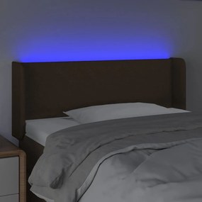 sötétbarna szövet LED-es fejtámla 93 x 16 x 78/88 cm