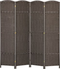 HOMCOM 4-panelás Bútorelválasztó 160x170 cm Hajtható térelválasztó Nappaliba, Hálószobába, Irodába Barna | Aosom