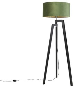 Állólámpa állvány fekete, zöld árnyalattal és arany 50 cm - Puros