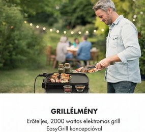 Klarstein Gatsby, elektromos grill, 2000 W, tapadásmentes felület, oldalsó asztalok, fekete