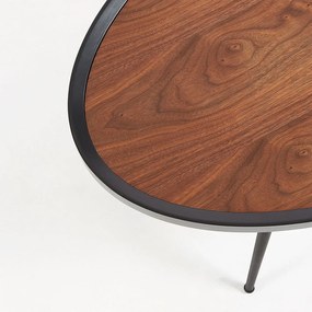 Kamelia fekete dohányzóasztal diófa dekoros asztallappal - Kave Home