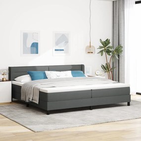 Boxspring ágy matraccal sötétszürkében, 200 x 200 cm, szövet