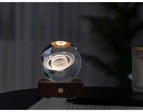 Sötétbarna diófa LED dimmelhető asztali lámpa üveg búrával (magasság 12 cm) Amber – Gingko