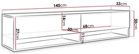 Függesztett TV szekrény Adenuk 140 MDF (fekete grafit + halcsont fekete) (LED RGB világítással). 1106323