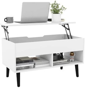 Dohányzóasztal emelhető asztallappal, fehér
