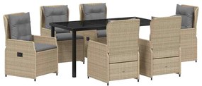 vidaXL Kert étkező szett 7 pcs Beige és Világosszürke polirattan