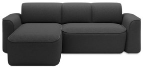 Antracitszürke buklé sarokkanapé (bal oldali-heverő résszel) Ume – ELTAP
