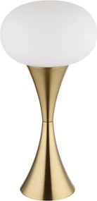 Globo 21027M Asztali lámpa, fém sárgaréz színű matt, fehér üveg, kábel PVC fekete, billenőkapcsoló a kábelen, ø: 180mm, M: 369mm, kábel hossza 1500mm, 1x E14 25W 230V izzó nélkül