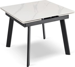 Stół LARES Ceramiczny Rozkładany 90-150 cm Biały Marmur/Czarny