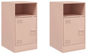 2 db rózsaszín acél éjjeliszekrény 34,5x39x62 cm