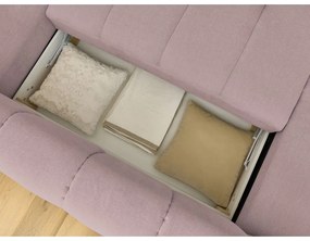 Rózsaszín kinyitható-tárolóhelyes sarokkanapé (jobb oldali-U alakú) Fuji – Bobochic Paris