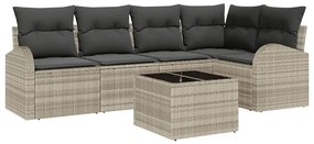 vidaXL Kanapé Szett párnával 6 pcs Világosszürke Poliészter