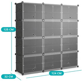 12 rekeszes műanyag cipőtartó oldalsó akasztókkal