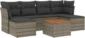 vidaXL 7 részes szürke polyrattan kerti ülőgarnitúra párnákkal