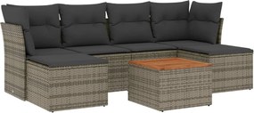 vidaXL 7 részes szürke polyrattan kerti ülőgarnitúra párnákkal