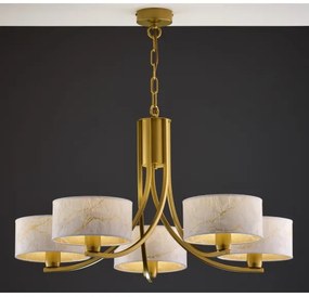 Jupiter 2097 - Láncos csillár ARTHUR 5xE27/15W/230V fehér/arany/márványminta