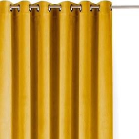 Mustársárga bársony dimout (részleges sötétítő) függöny 265x225 cm Velto – Filumi