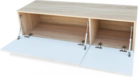 2 db tölgyfa/fehér magasfényű furnér TV szekrény 120x40x34 cm