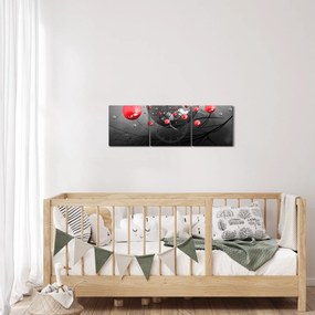 Piros absztrakt gömbök képe (órával) (90x30 cm)