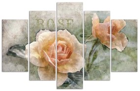 Gario Vászonkép Tea rózsák shabby chic - 5 részes Méret: 200 x 100 cm