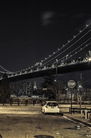 Poszter 53x81cm Esti kilátás a Manhattan hídra az utcáról, Assaf Frank