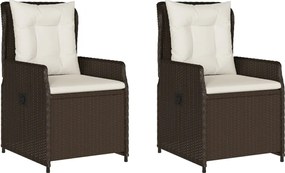 vidaXL 2 db barna polyrattan dönthető kerti szék