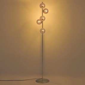 Art Deco vloerlamp messing met amber glas 5-lichts - Ryan