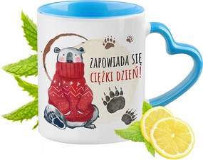 Mackó mackó kék bögre szív alakú füllel ajándékba