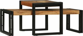 vidaXL Dohányzóasztal 2 pcs Barna 48 x 40 x 40 cm Tömör Akácfa