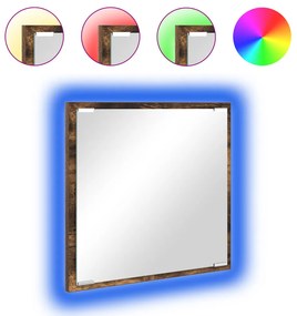 LED fürdőszobai tükör füstölt tölgy 40x8.5x37 cm műszaki fa