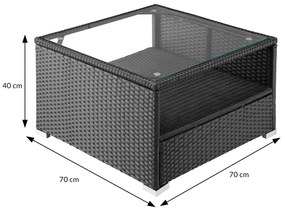 Casaria® Kerti rattan készlet XXL - fekete/antracit párnák