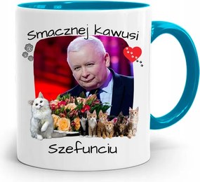 Kék Vicces Bögre Jaroslaw Kaczynski fényképes nyomattal