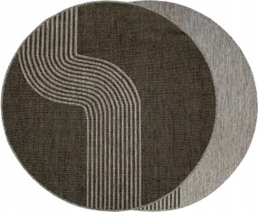 Kültéri Kerek Szőnyeg Zsinóros Szürke Hullámok Teraszra Brussels átm. 200 cm