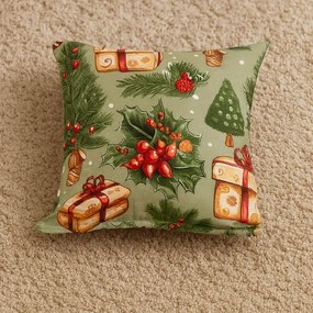 Mikroszálas párnahuzat CHRISTMAS PRESENTS 45x45 cm, zöld