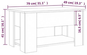 fekete szerelt fa dohányzóasztal 79 x 49 x 41 cm