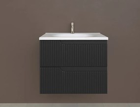 Piramida EURIDIKA fali fürdőszobabútor - műmárvány mosdóval -2 fiókos - PINO FEKETE - 65 x 48 x 53 c