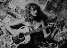 Poszter 35x25cm Fiatal gitárosnő