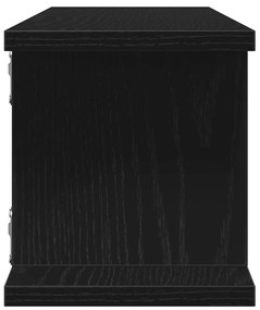 2 db fekete tölgy szerelt fa fali polcok 90x18x20 cm