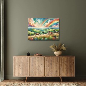 Üveg kép – Vágtázó lovak a tájban (70x50 cm)