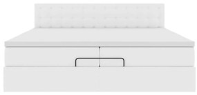 Ottomán ágykeret matraccal tiszta fehér 200x200cm műbőrrel