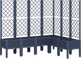 vidaXL kékszürke PP rácsos kerti ültetőláda 160 x 120 x 142 cm