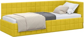 vidaXL Sarokágy keret fejtámlával Sárga 80 cm x 200 cm Bársony