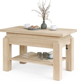 Mazzoni BRAWO Sonoma Tölgy - NYITHATÓ/MAGASÍTHATÓ DOHÁNYZÓASZTAL POLCCAL ÉTKEZŐASZTALKÉNT IS HASZNÁLHATÓ