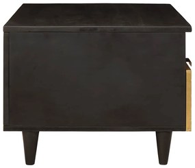 Dohányzóasztal Fekete és Arany 80 x 54 x 40 cm tömör mangófa