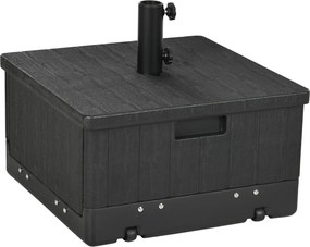 Outsunny Napernyő Állvány Alap Oldaltábla Virágtartó Drainage Kerekekkel és Fogantyúkkal PE és Fém 53L x 53W x 47H cm Fekete | Aosom