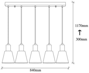 Kem fekete függőlámpa 5 izzóval - Opviq lights