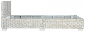 szürke természetes rattan ágykeret 140 x 200 cm